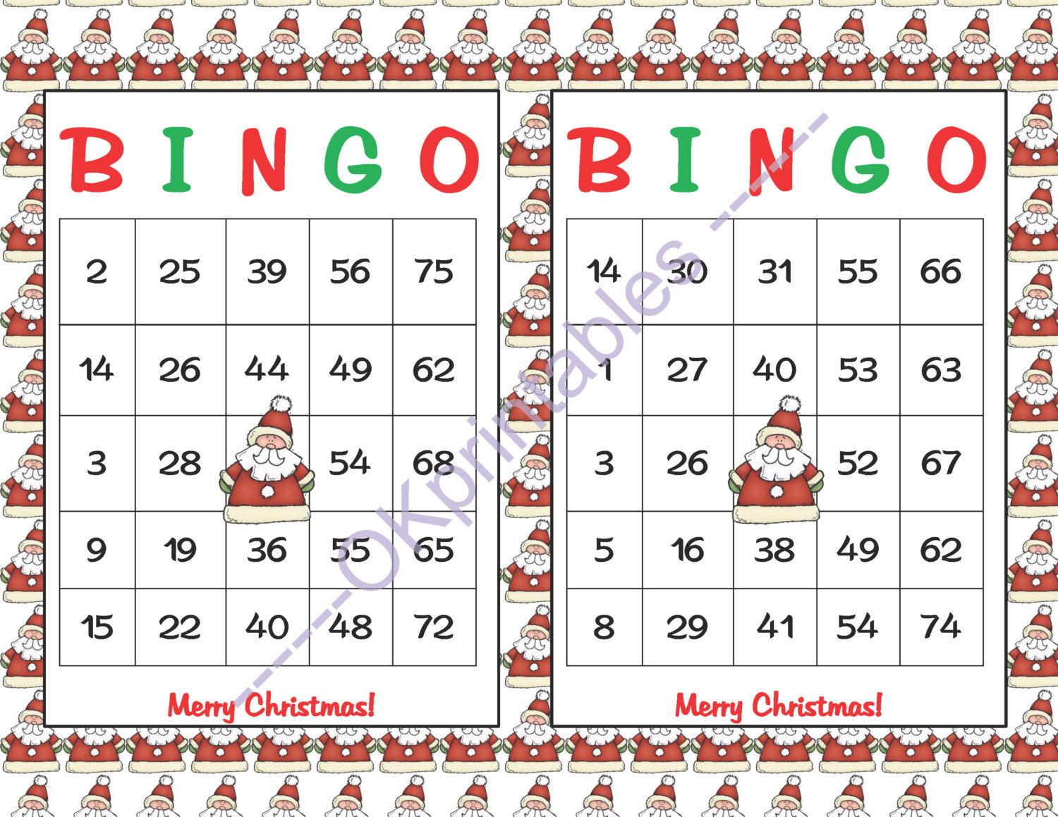 60 Merry Christmas Bingo Cards Instant By Okprintables On Zibbet