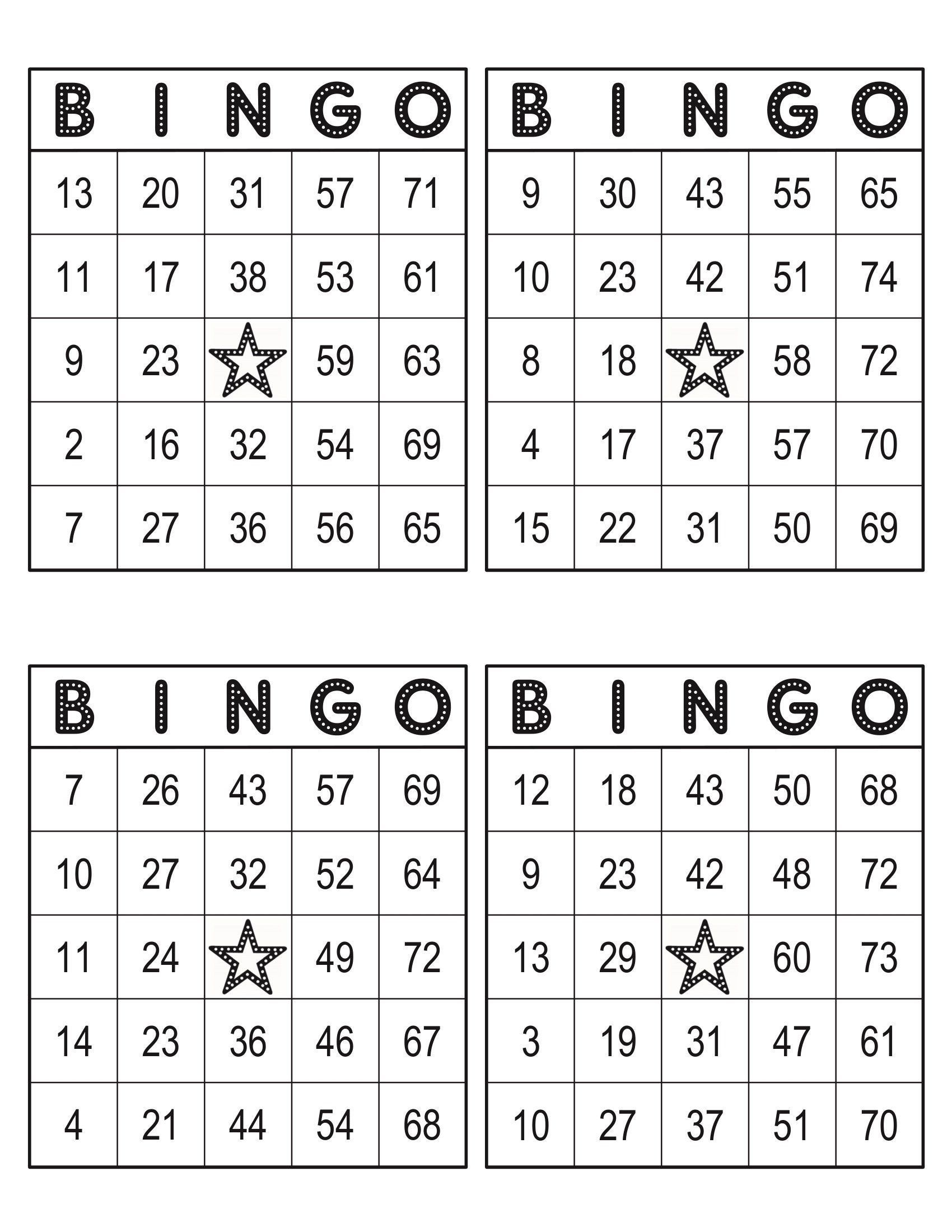 Bingo Cards 1000 Cards 4 Per Page Immediate Pdf Download Black W 