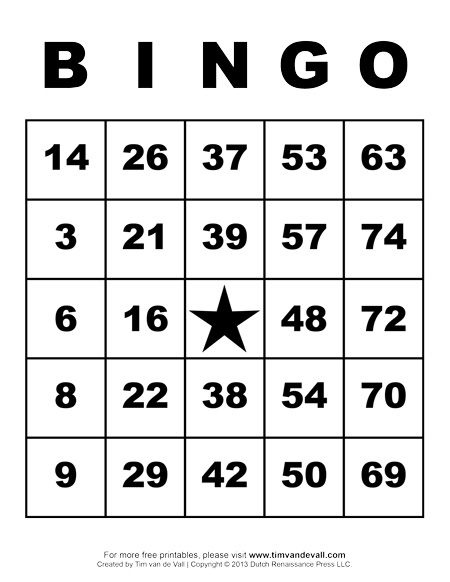 Free Printable Bingo Cards Pdfs With Numbers And Tokens Bingo Cards 