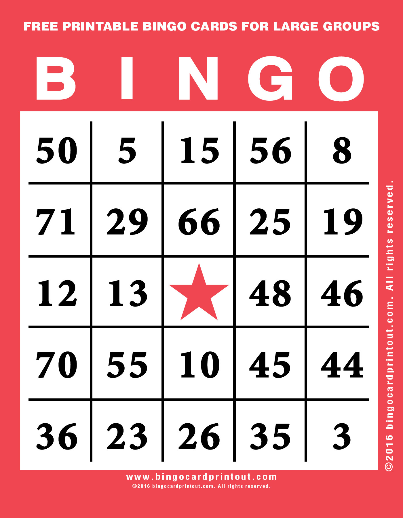 Free Printable Number Bingo Cards For Large Groups Printable Bingo Cards