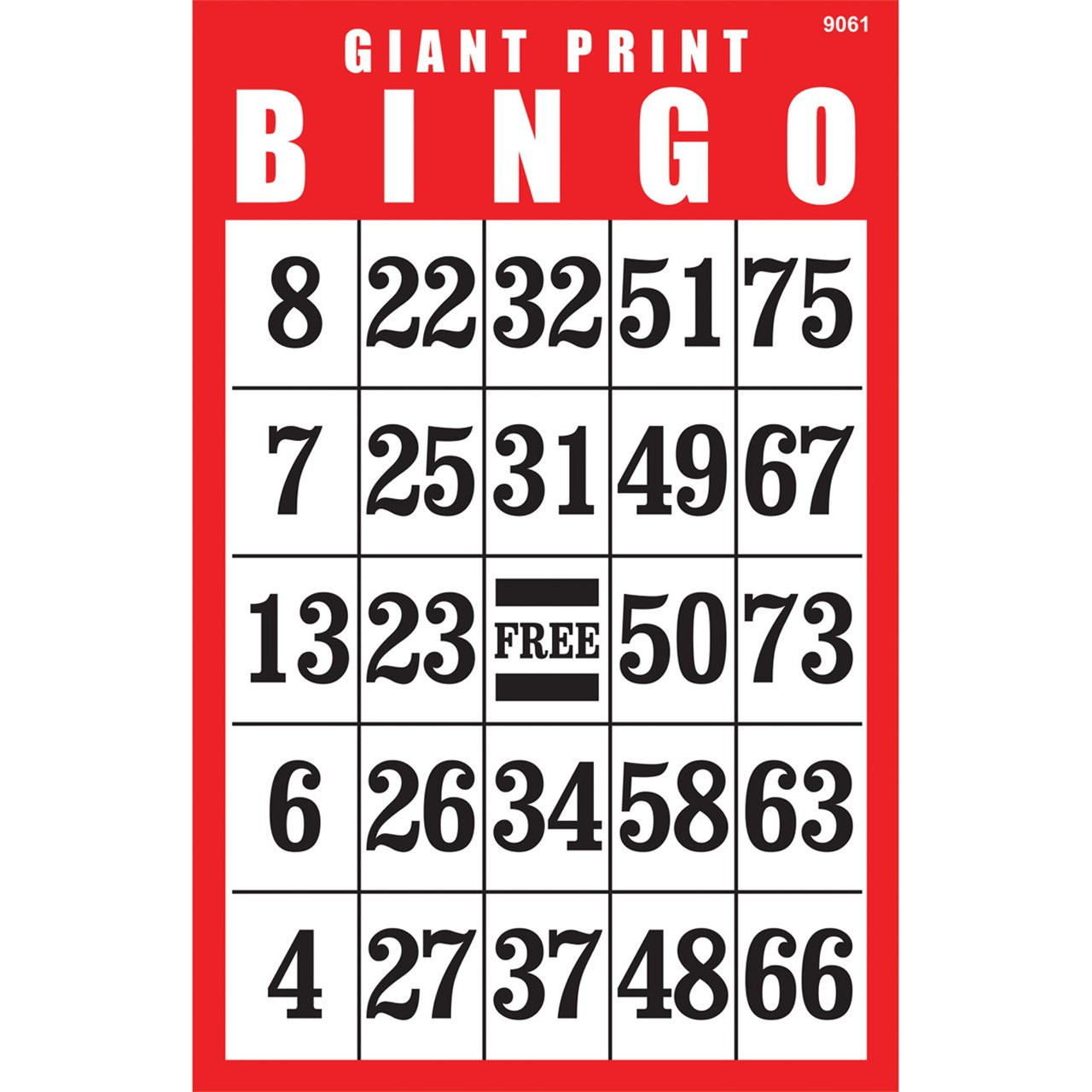 Giant Print BINGO Card Red Walmart