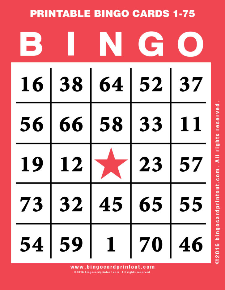 Printable Bingo Cards 1-75