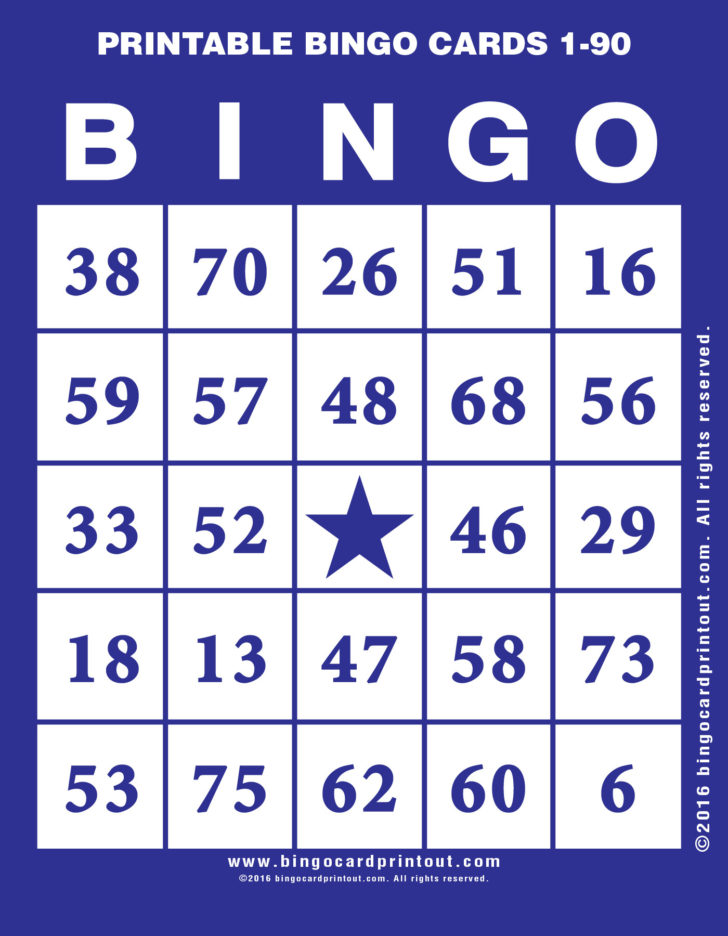 Printable Bingo Cards 1-90