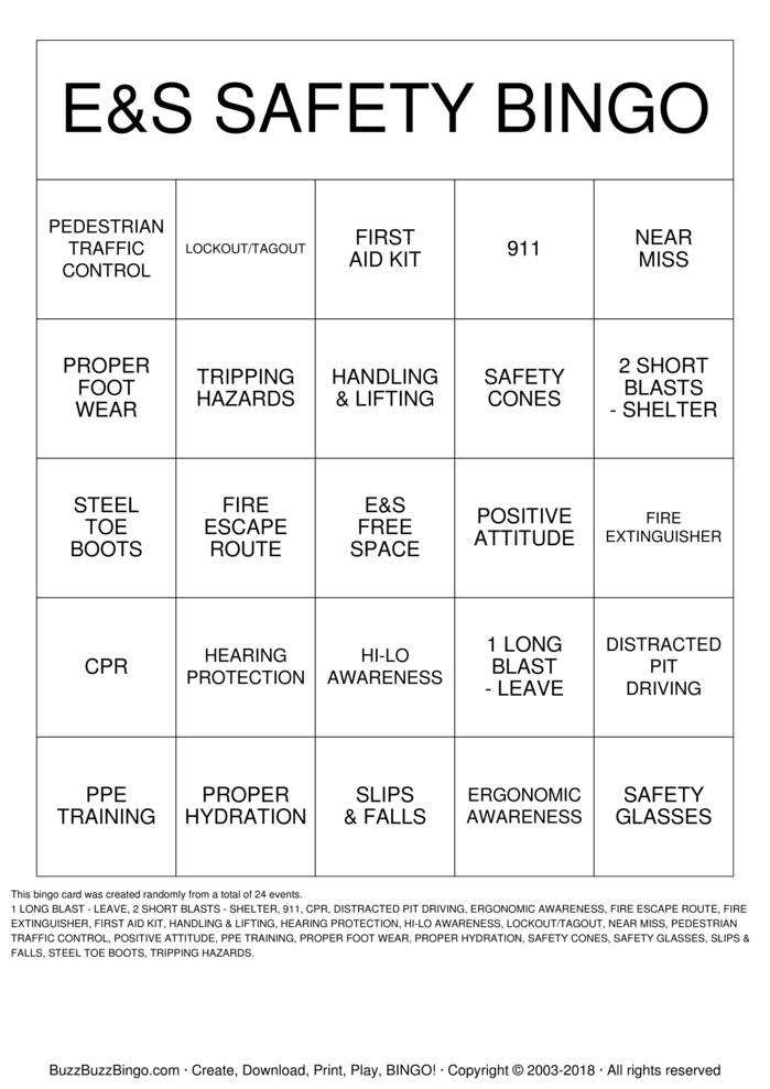 Safety Bingo Cards To Download Print And Customize 